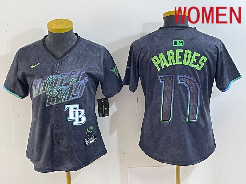 Women Tampa Bay Rays #17 Paredes Black City Edition Nike 2024 MLB Jersey style 4